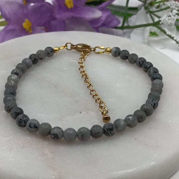 Minimalist Bracelet with Natural Jasper - Picture 4 of 13